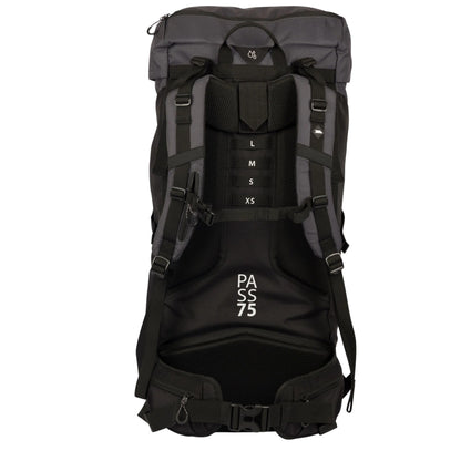 Black-Dark Grey - Back - Trespass Pass 75L Hiking Backpack