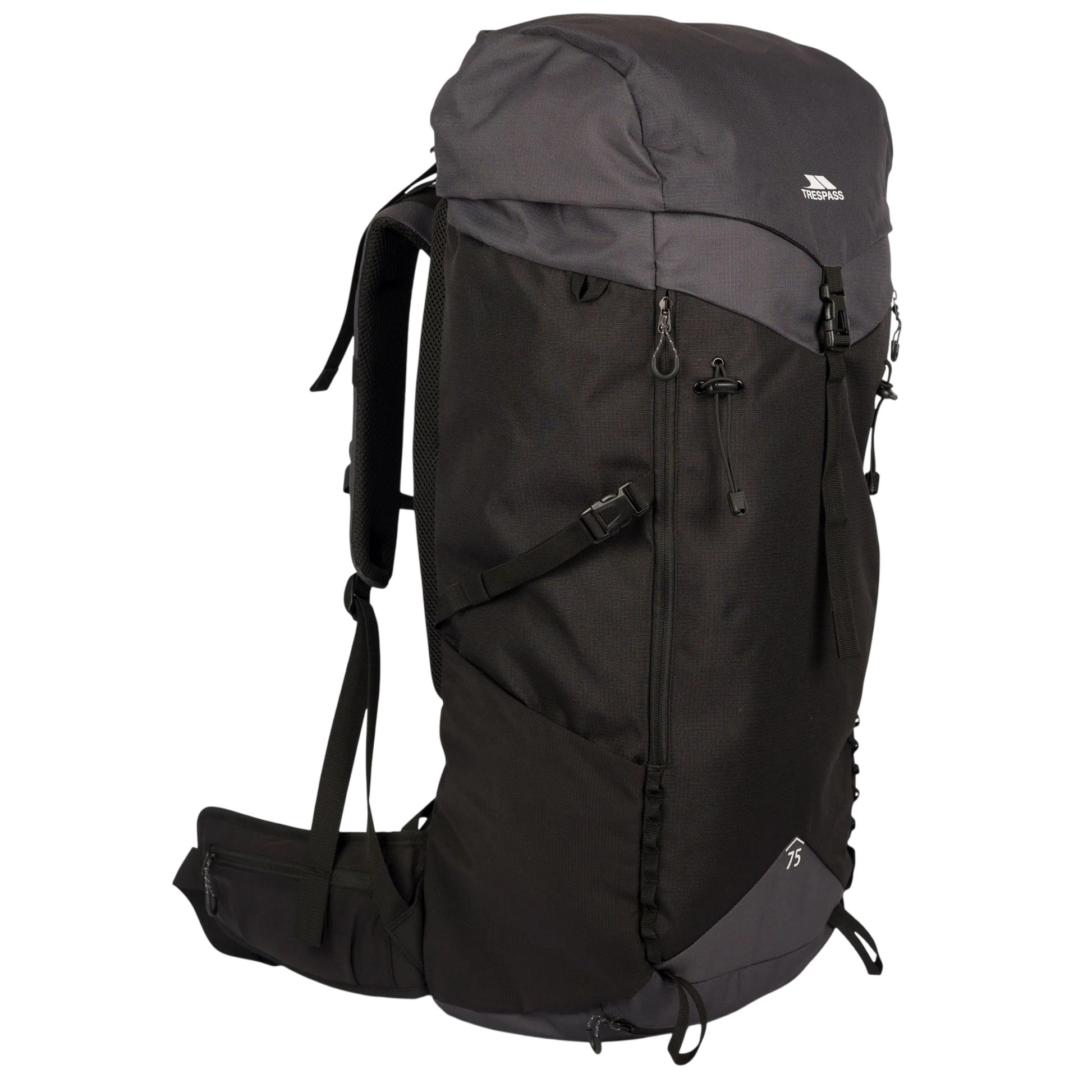 Black-Dark Grey - Lifestyle - Trespass Pass 75L Hiking Backpack