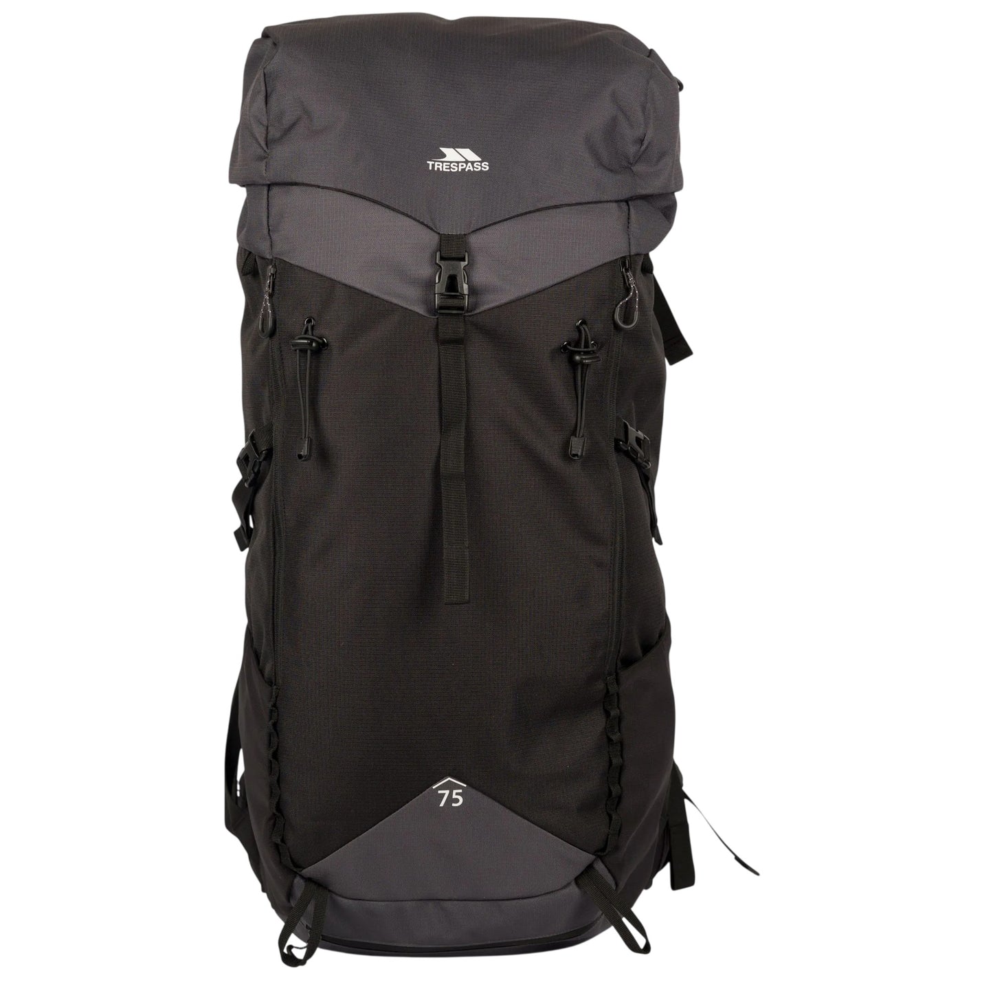 Black-Dark Grey - Front - Trespass Pass 75L Hiking Backpack