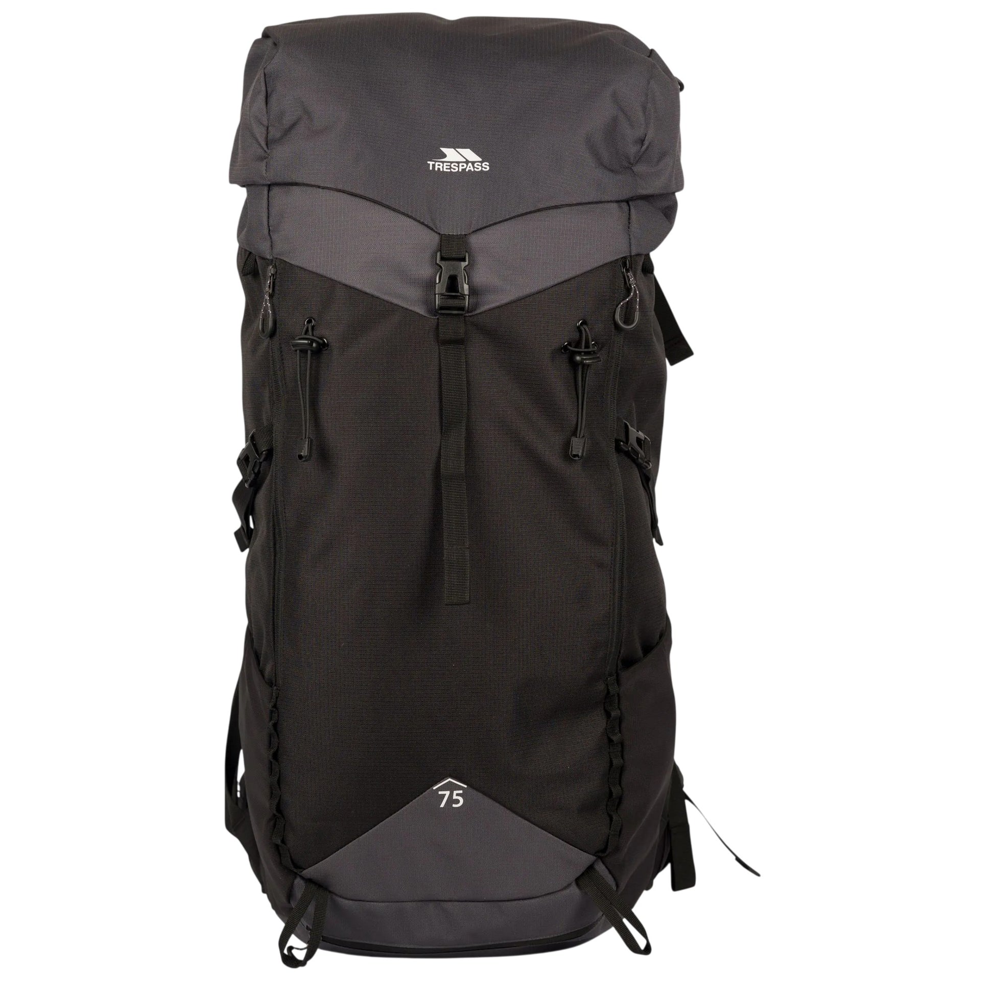 Black-Dark Grey - Front - Trespass Pass 75L Hiking Backpack