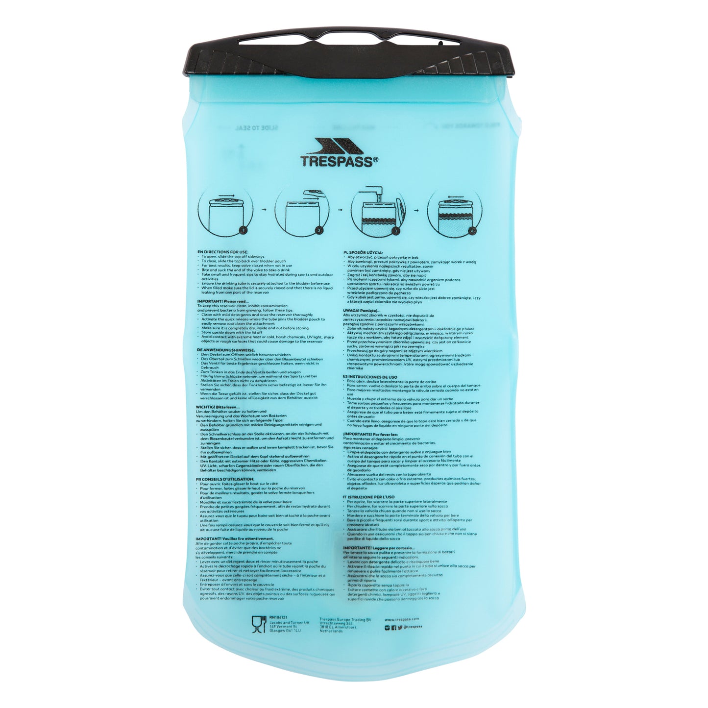 Clear Blue - Lifestyle - Trespass Quenched 2L Hydration Bladder