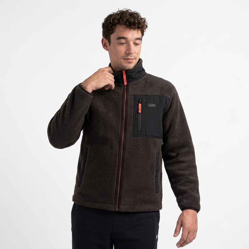 Charcoal - Side - Trespass Mens Brookes AT400 Fleece Top