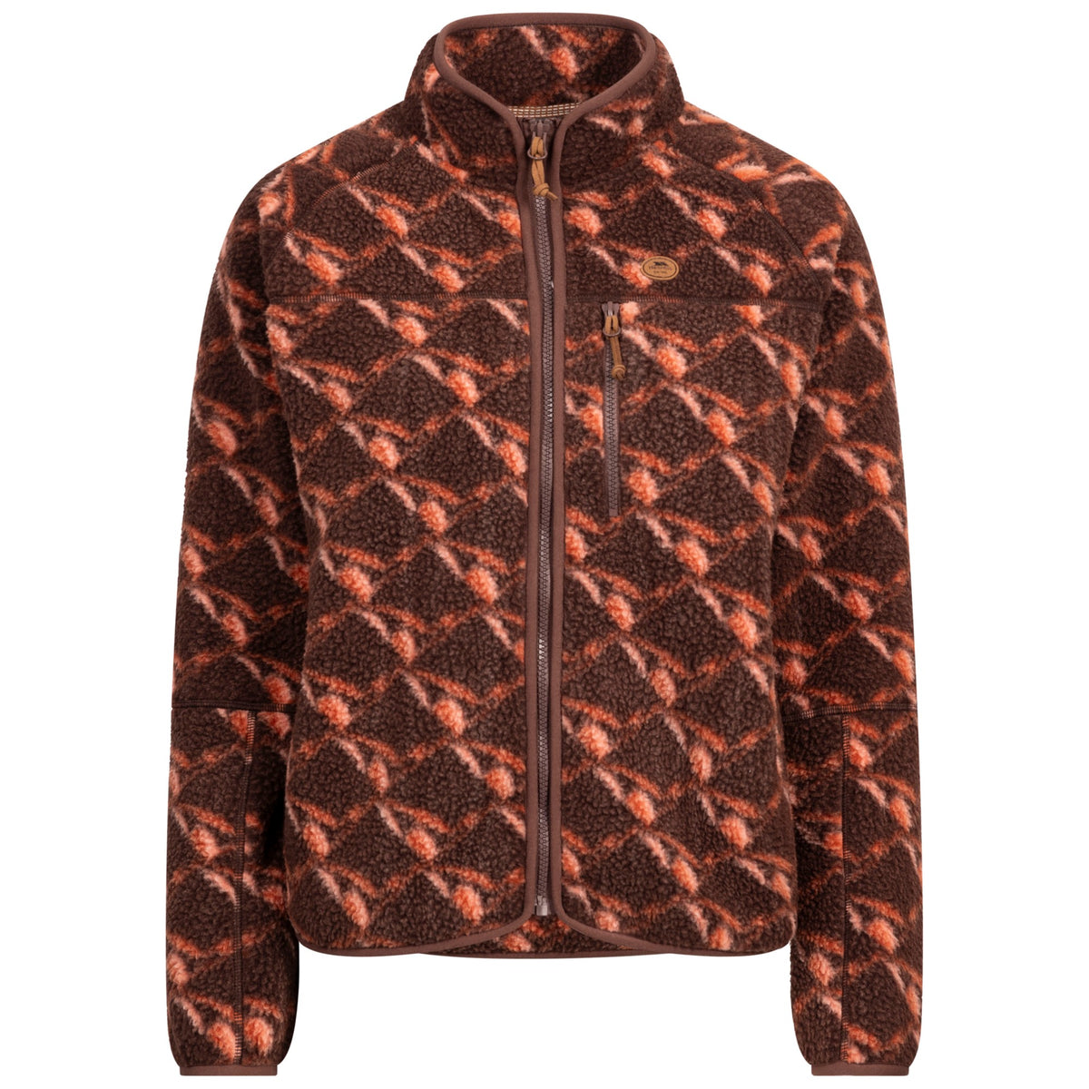 Mocha - Front - Trespass Womens-Ladies Jessie Printed Fleece Jacket
