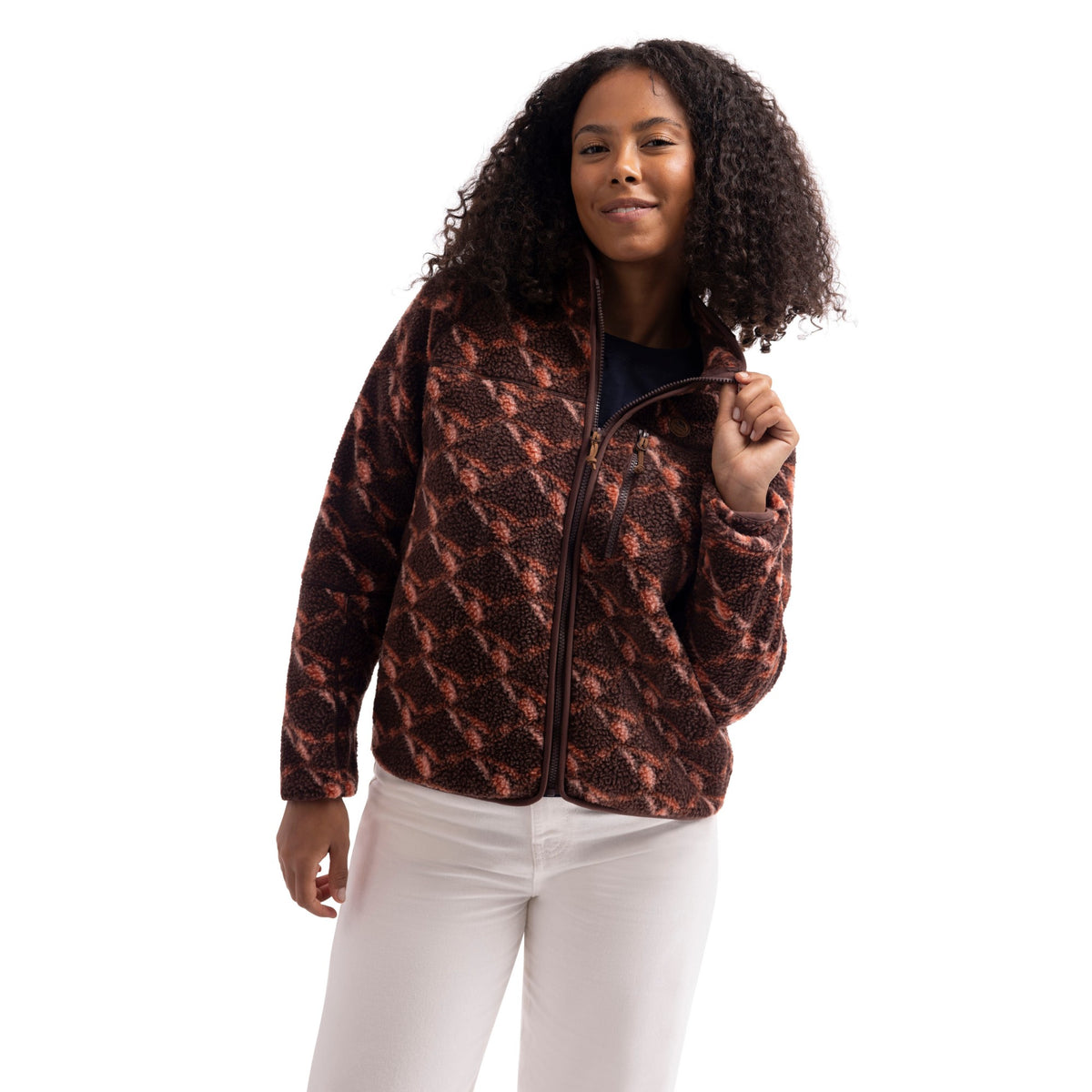 Mocha - Side - Trespass Womens-Ladies Jessie Printed Fleece Jacket