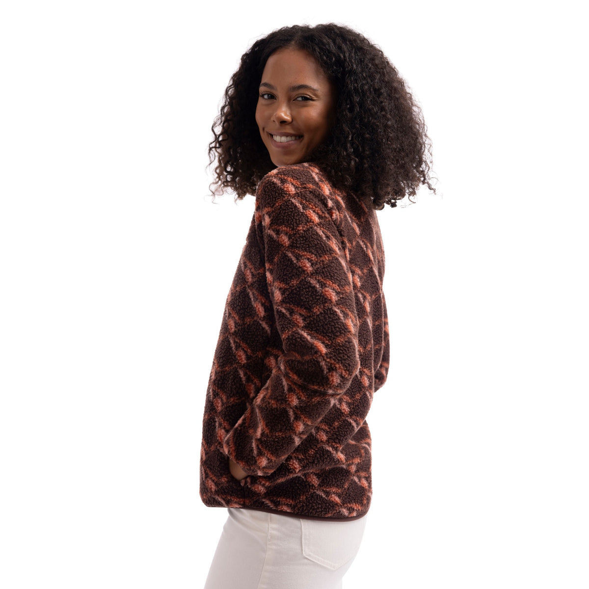 Mocha - Lifestyle - Trespass Womens-Ladies Jessie Printed Fleece Jacket