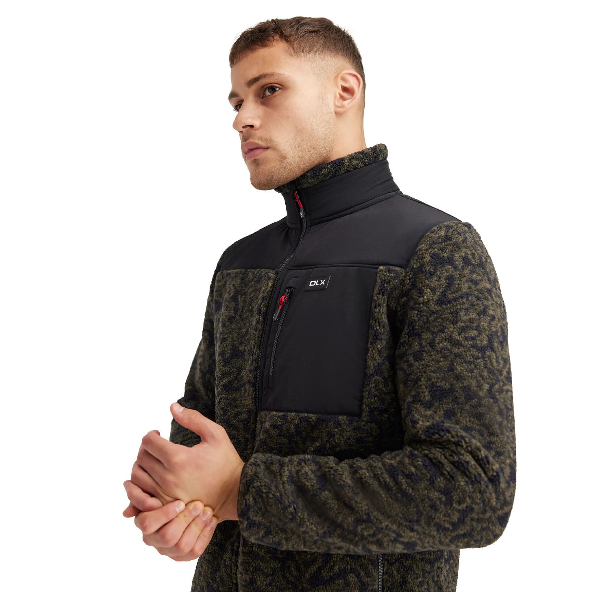 Black-Green - Side - Trespass Mens Gordon Camo DLX Fleece Jacket