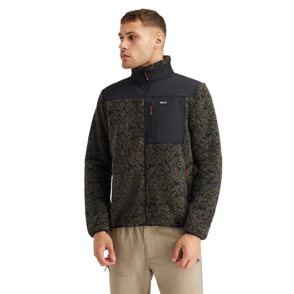 Black-Green - Pack Shot - Trespass Mens Gordon Camo DLX Fleece Jacket