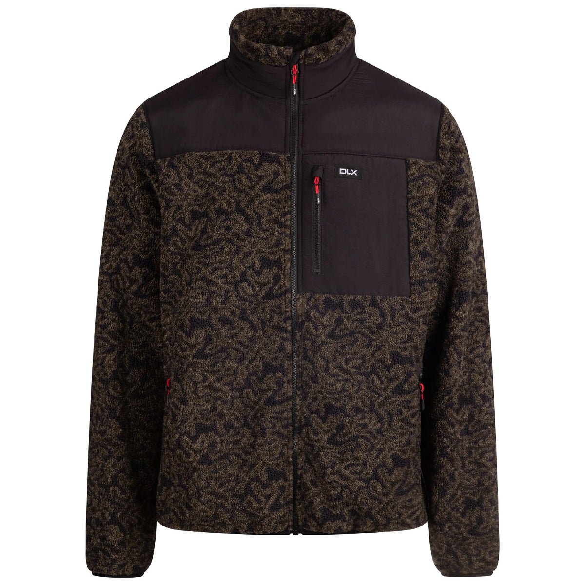 Black-Green - Front - Trespass Mens Gordon Camo DLX Fleece Jacket