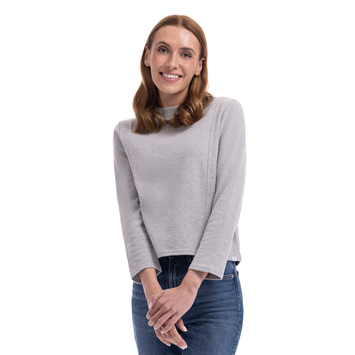 Grey Marl - Side - Trespass Womens-Ladies Lizanna Knitted Mock Neck Top