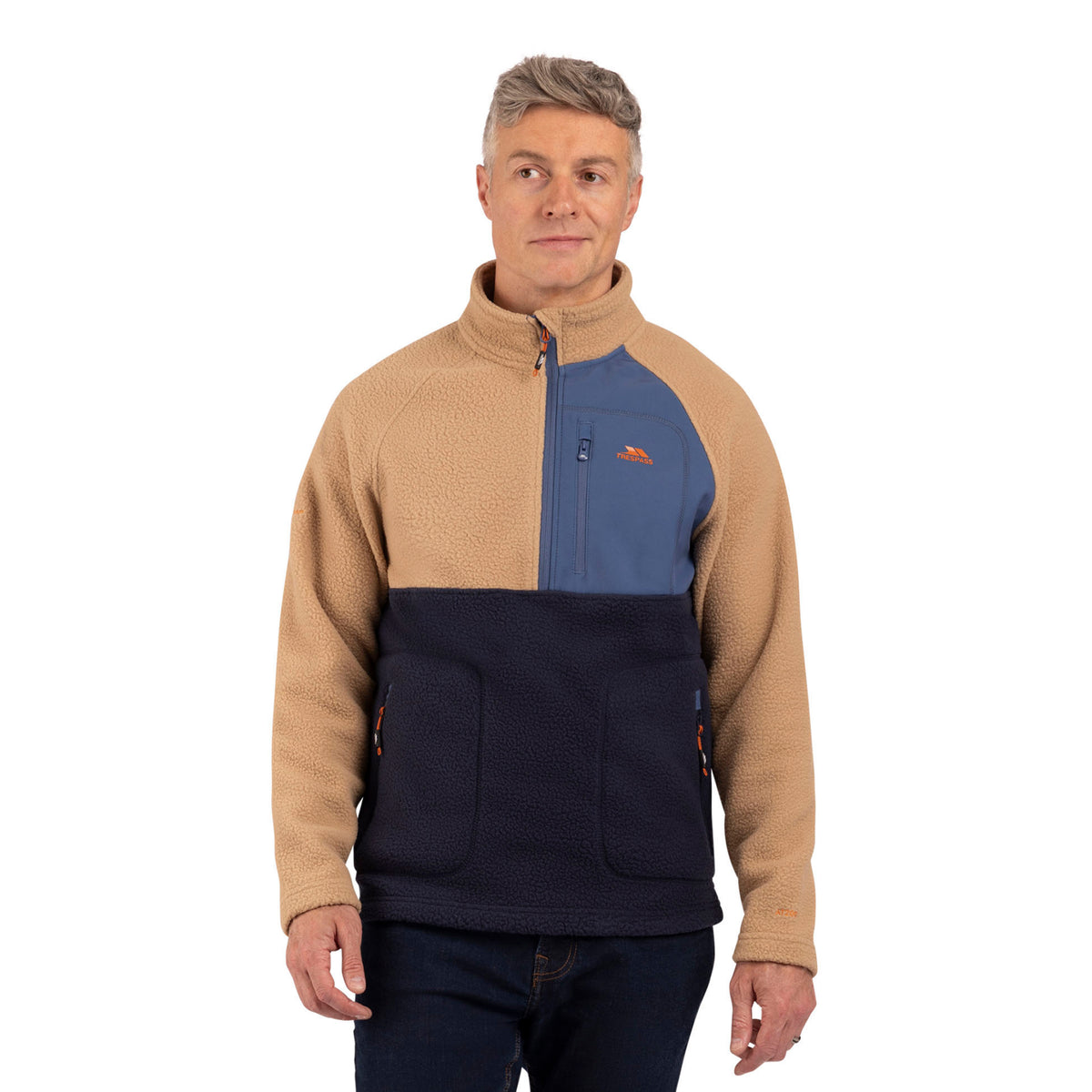 Beige - Side - Trespass Mens North AT200 Fleece Top