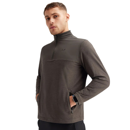 Charcoal Marl - Close up - Trespass Mens Lawrie DLX Quarter Zip Track Top