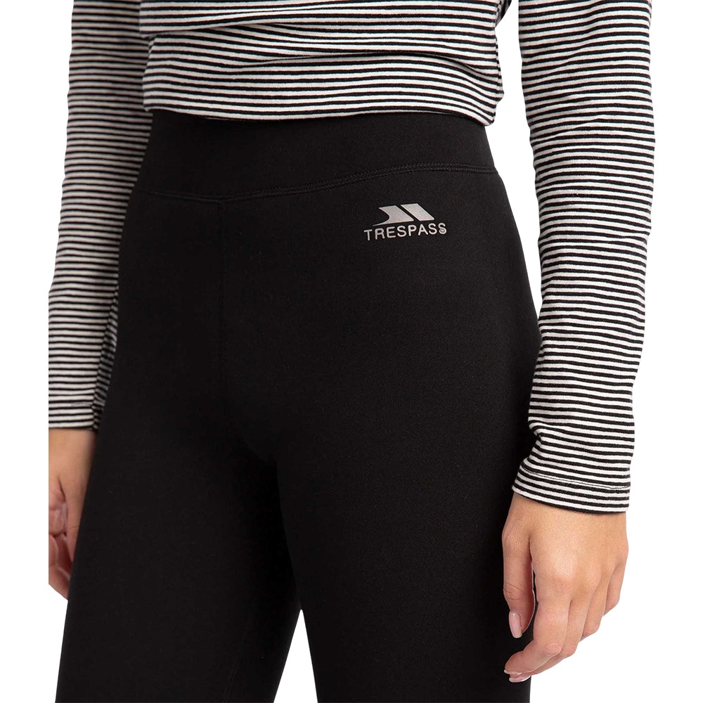 Black - Pack Shot - Trespass Womens-Ladies Fuzzy Sherpa Lined Leggings