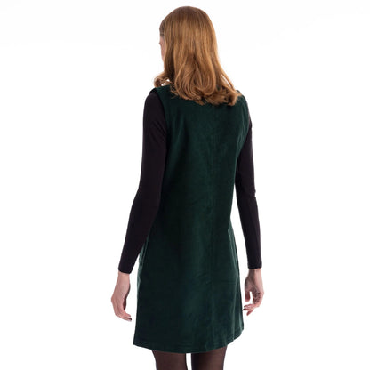 Dark Green - Pack Shot - Trespass Womens-Ladies Tarissa Corduroy Pinafore Dress