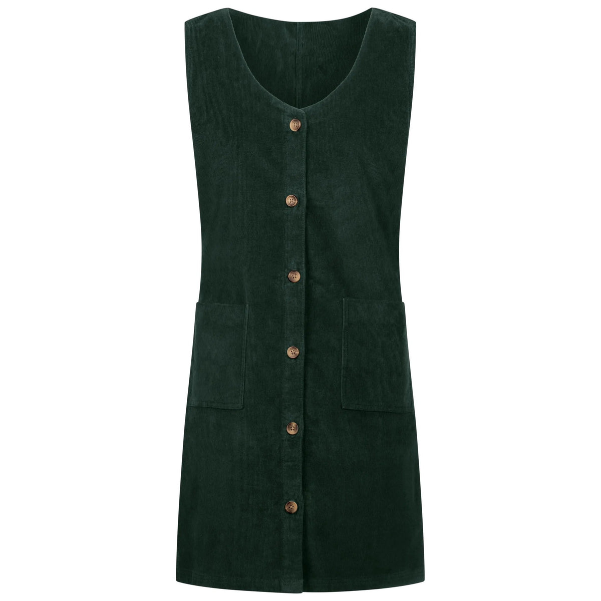 Dark Green - Front - Trespass Womens-Ladies Tarissa Corduroy Pinafore Dress
