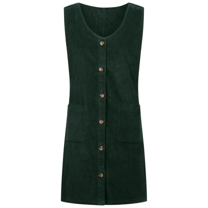 Dark Green - Front - Trespass Womens-Ladies Tarissa Corduroy Pinafore Dress
