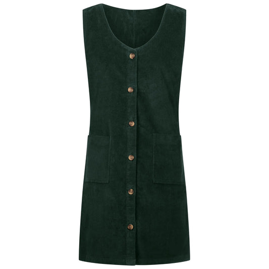Dark Green - Front - Trespass Womens-Ladies Tarissa Corduroy Pinafore Dress
