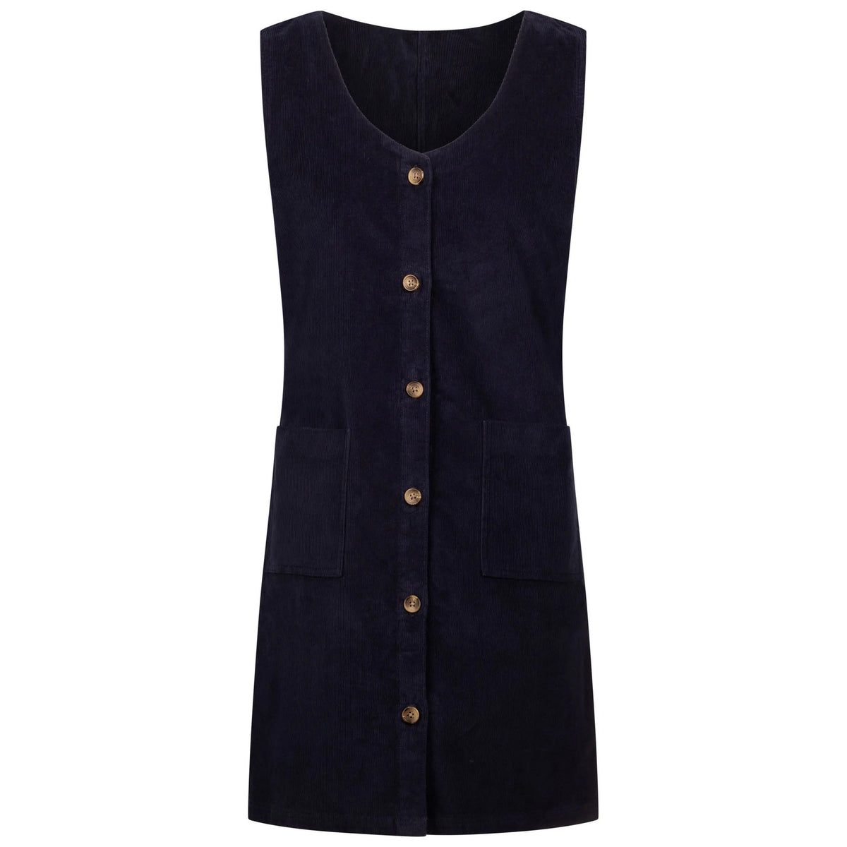 Navy - Front - Trespass Womens-Ladies Tarissa Corduroy Pinafore Dress