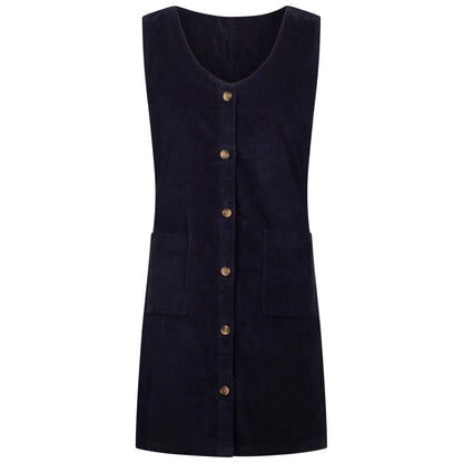 Navy - Front - Trespass Womens-Ladies Tarissa Corduroy Pinafore Dress