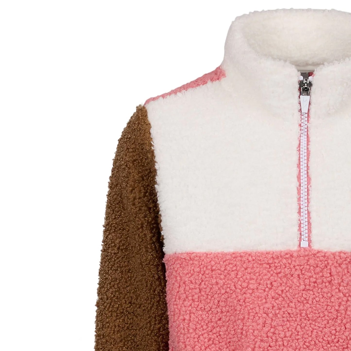 Peach Pink - Side - Trespass Childrens-Kids Mitta Colour Block Fleece Top