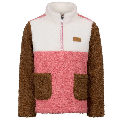 Peach Pink - Front - Trespass Childrens-Kids Mitta Colour Block Fleece Top