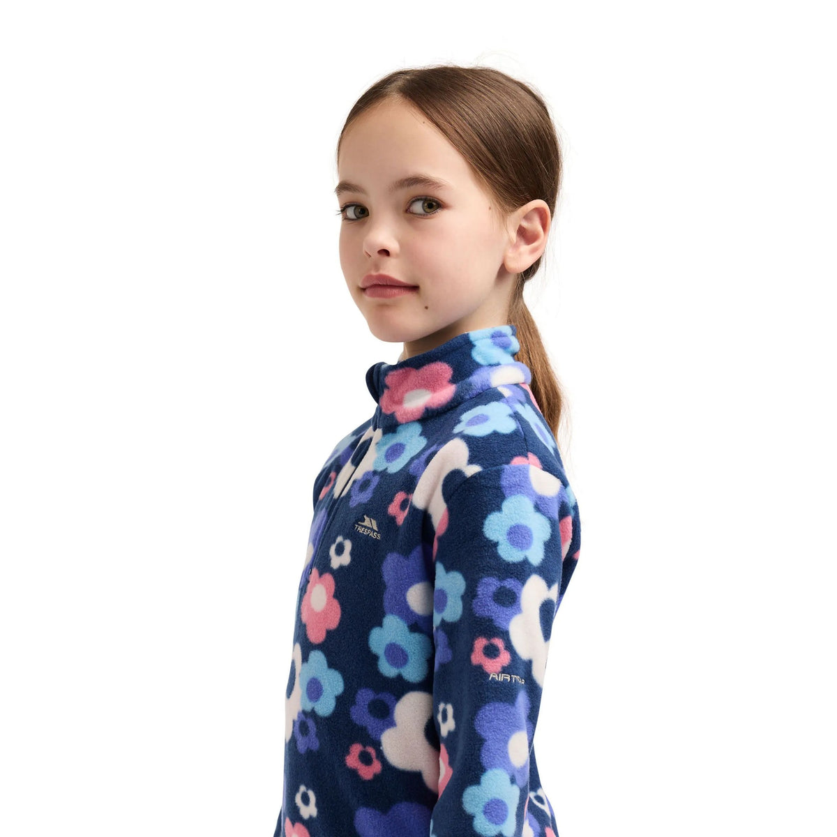 Navy Peony - Side - Trespass Childrens-Kids Melsa AT200 Fleece Jacket
