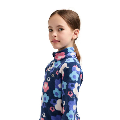 Navy Peony - Side - Trespass Childrens-Kids Melsa AT200 Fleece Jacket
