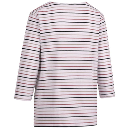 White - Back - Trespass Womens-Ladies Farren Contrast Striped 3-4 Sleeve T-Shirt