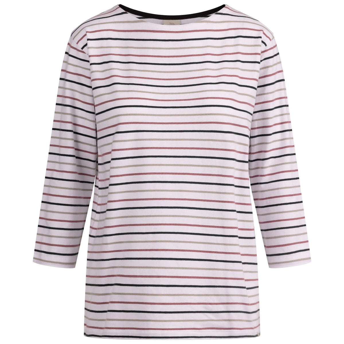 White - Front - Trespass Womens-Ladies Farren Contrast Striped 3-4 Sleeve T-Shirt