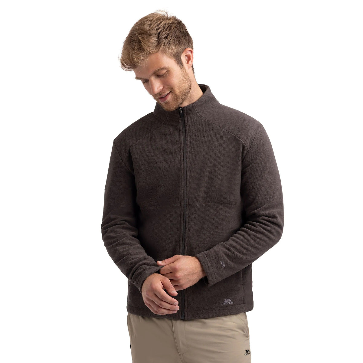 Charcoal - Side - Trespass Mens Fyne Fleece Jacket