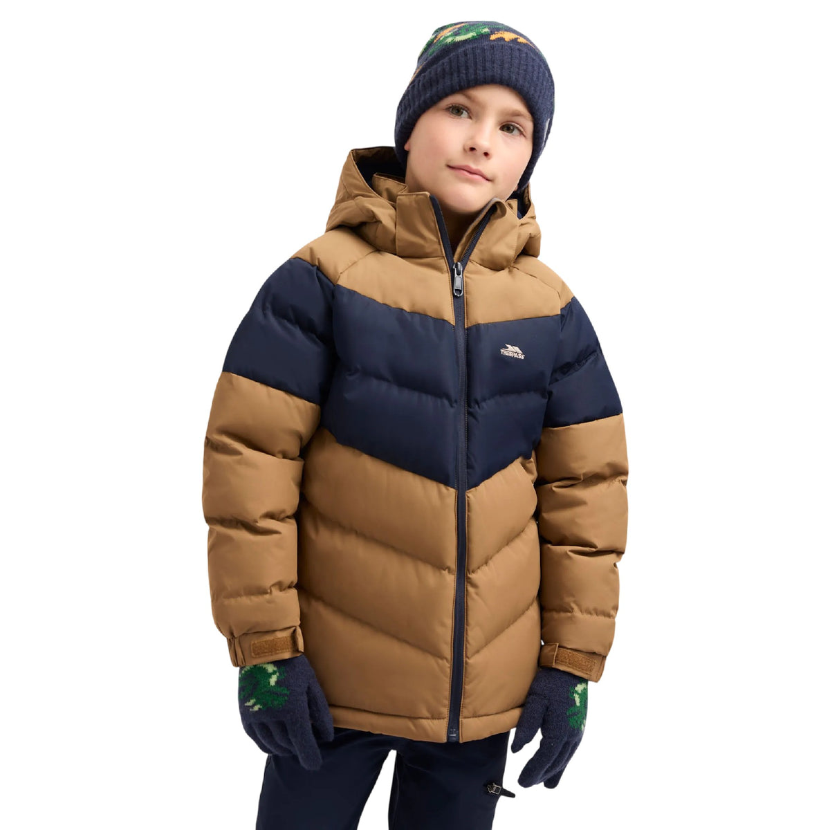 Navy - Close up - Trespass Boys Paxon Knitted Gloves