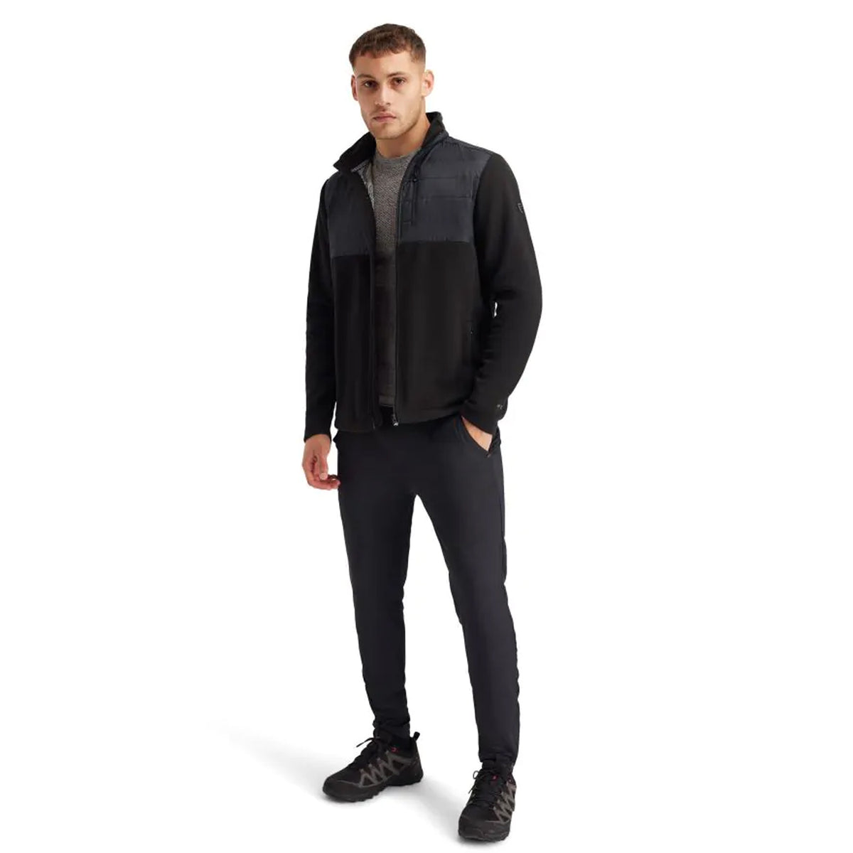 Black - Pack Shot - Trespass Mens Bob AT200 Hybrid Fleece