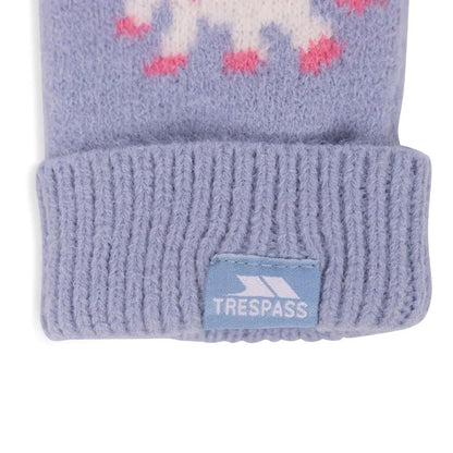 Light Blue - Pack Shot - Trespass Danica Knitted Unicorn Winter Gloves