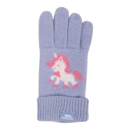 Light Blue - Front - Trespass Danica Knitted Unicorn Winter Gloves
