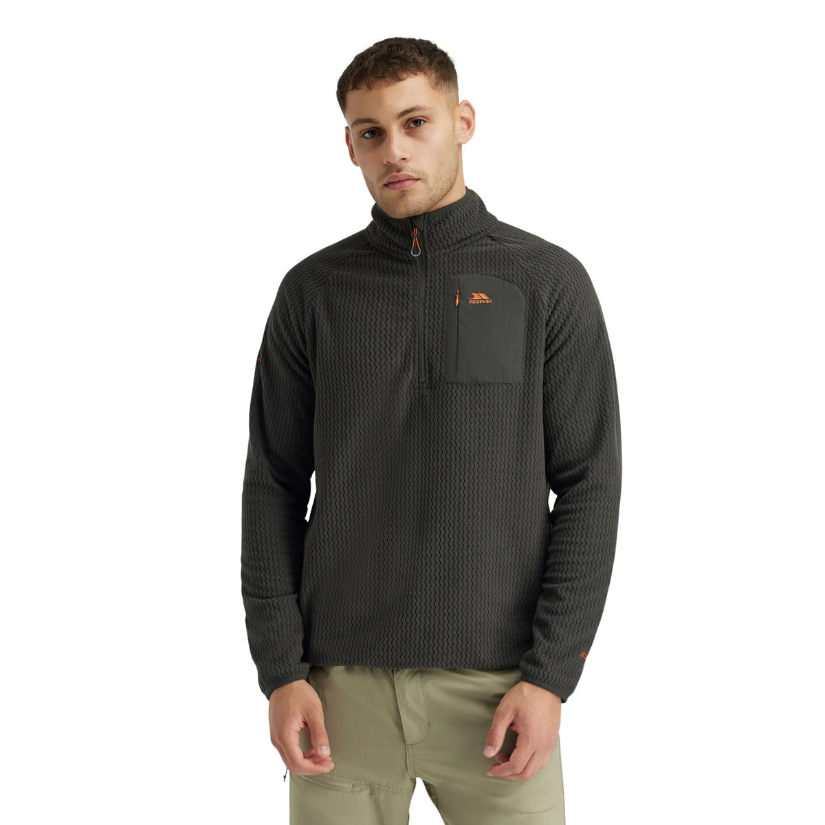 Charcoal - Side - Trespass Mens Harry Half Zip Fleece