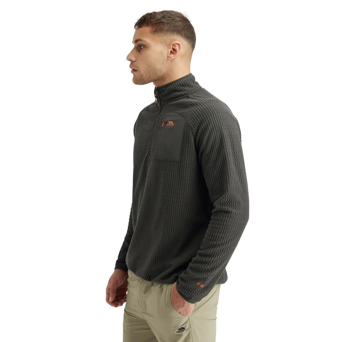 Charcoal - Pack Shot - Trespass Mens Harry Half Zip Fleece