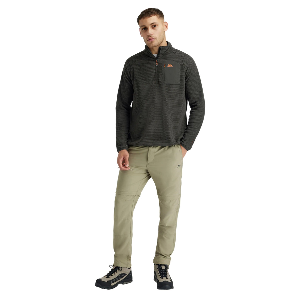 Charcoal - Close up - Trespass Mens Harry Half Zip Fleece