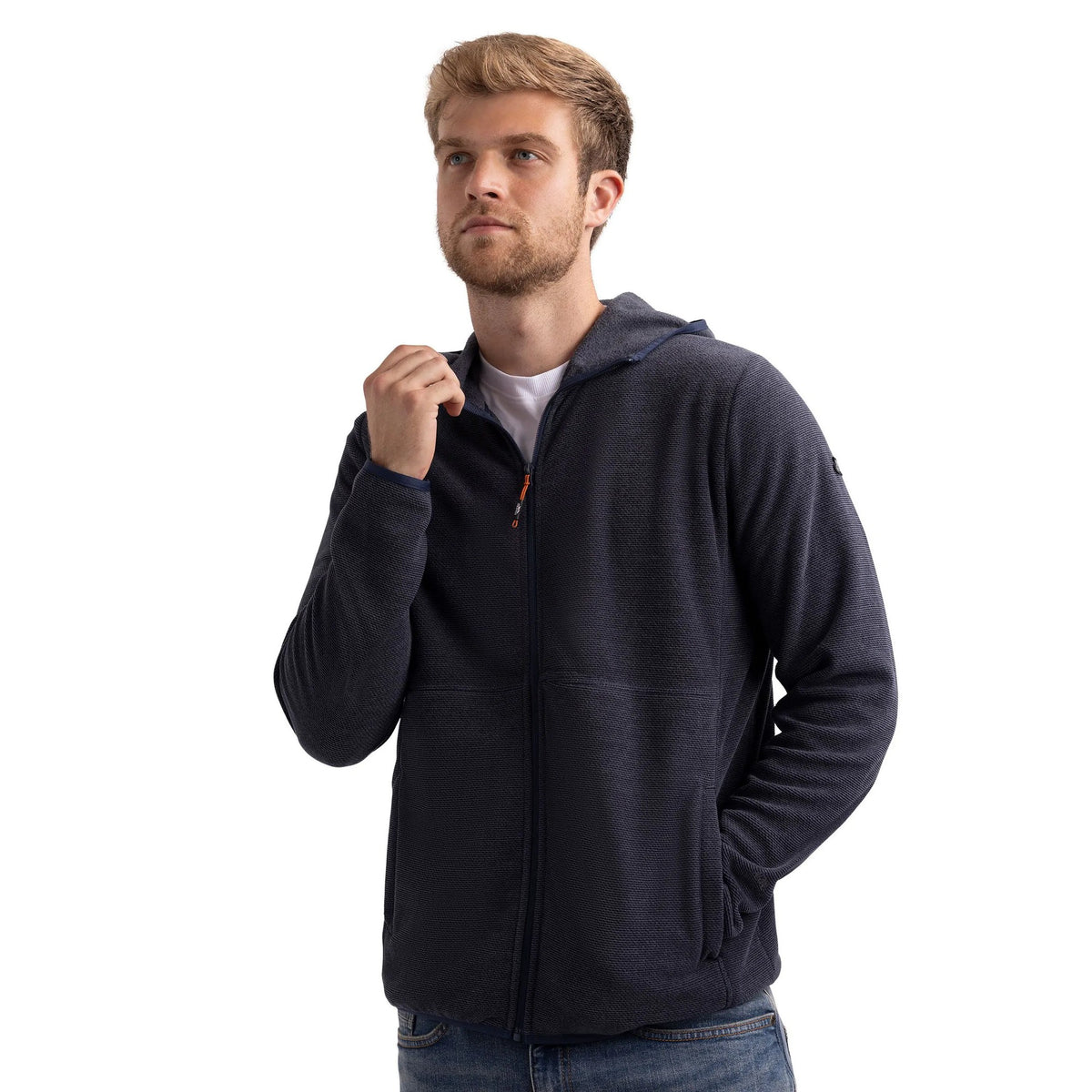 Indigo Tone - Close up - Trespass Mens Brian AT200 Full Zip Fleece Jacket