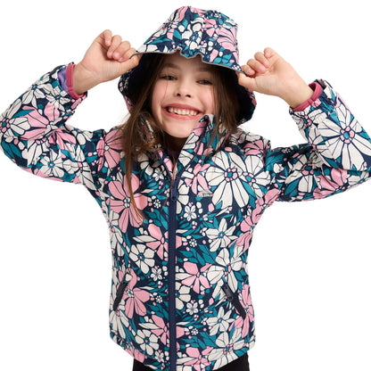 Sapphire Blue - Side - Trespass Girls Marla Flowers Waterproof Jacket