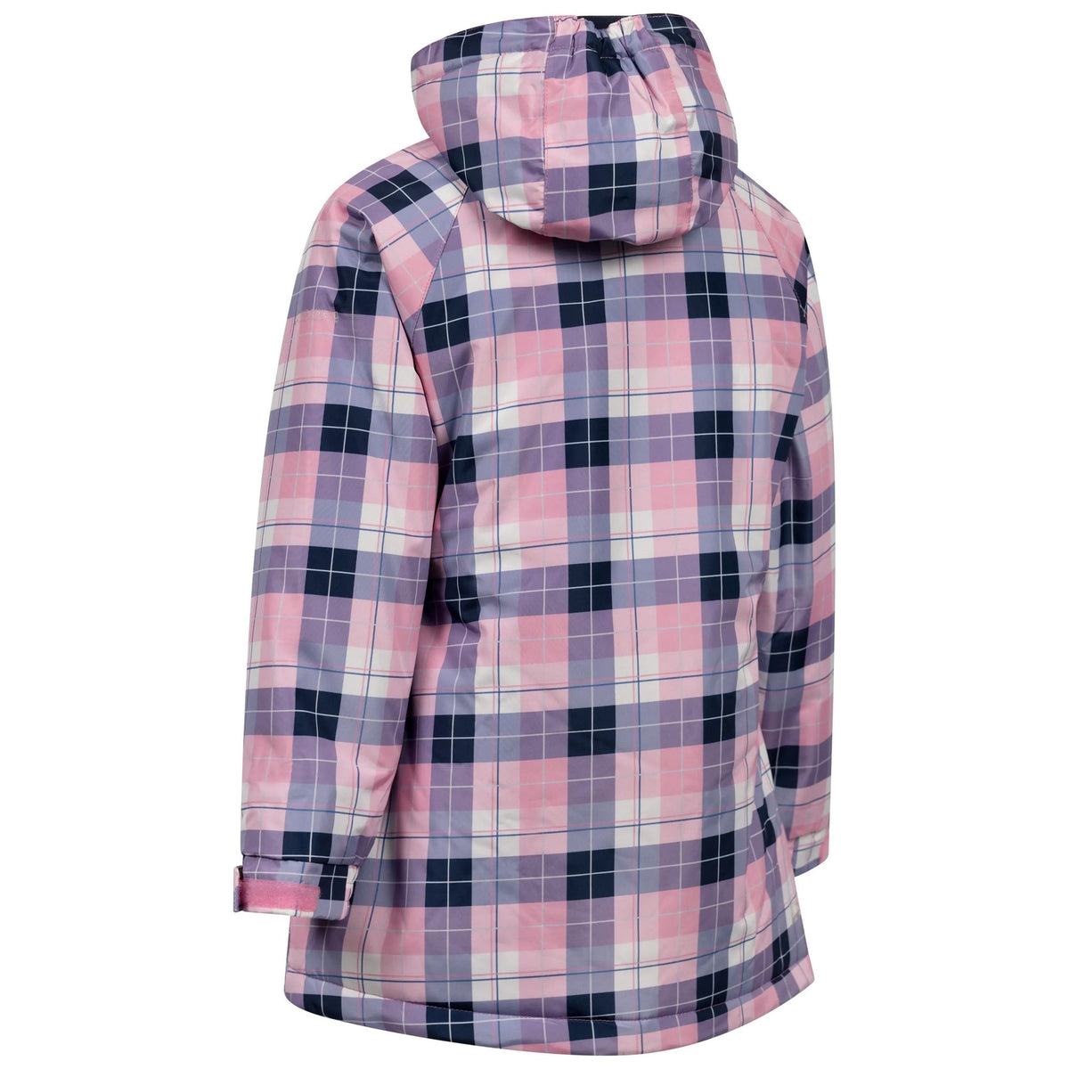Pink - Back - Trespass Girls Orland Checked Waterproof Jacket