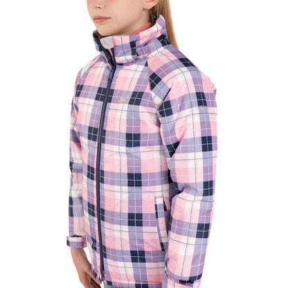 Pink - Side - Trespass Girls Orland Checked Waterproof Jacket