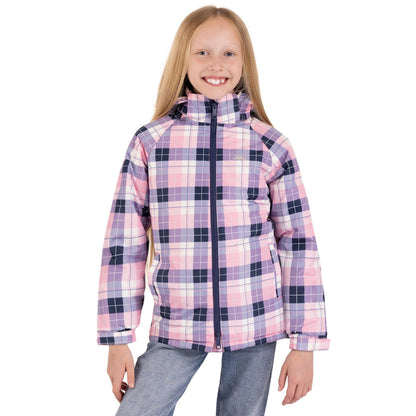 Pink - Lifestyle - Trespass Girls Orland Checked Waterproof Jacket