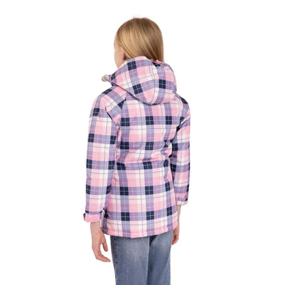 Pink - Pack Shot - Trespass Girls Orland Checked Waterproof Jacket