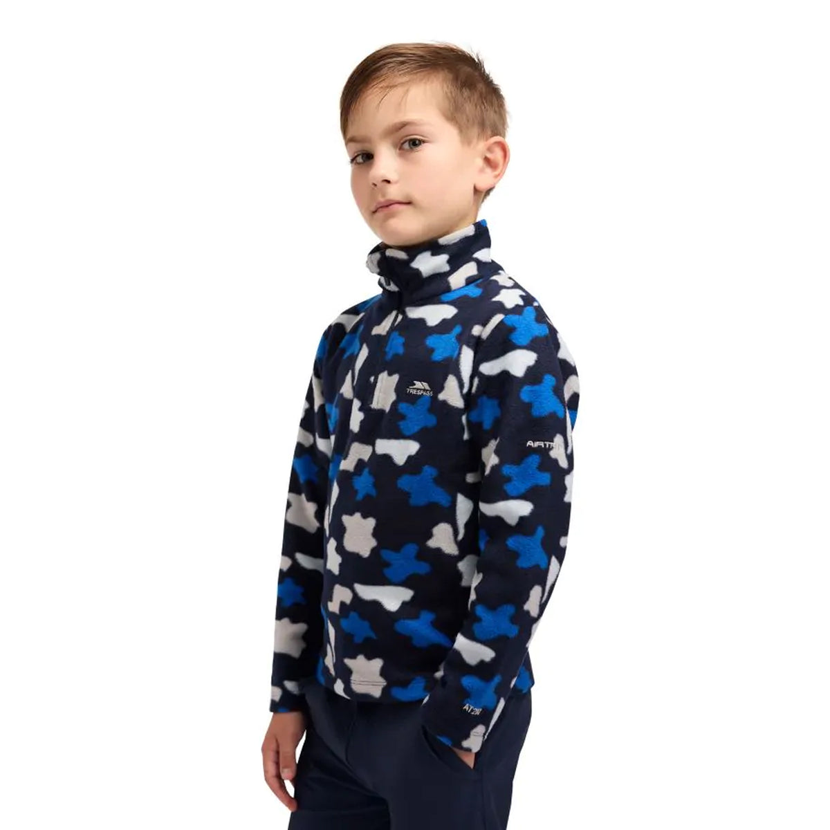 Navy - Side - Trespass Childrens-Kids Allendale Abstract AT200 Fleece Top