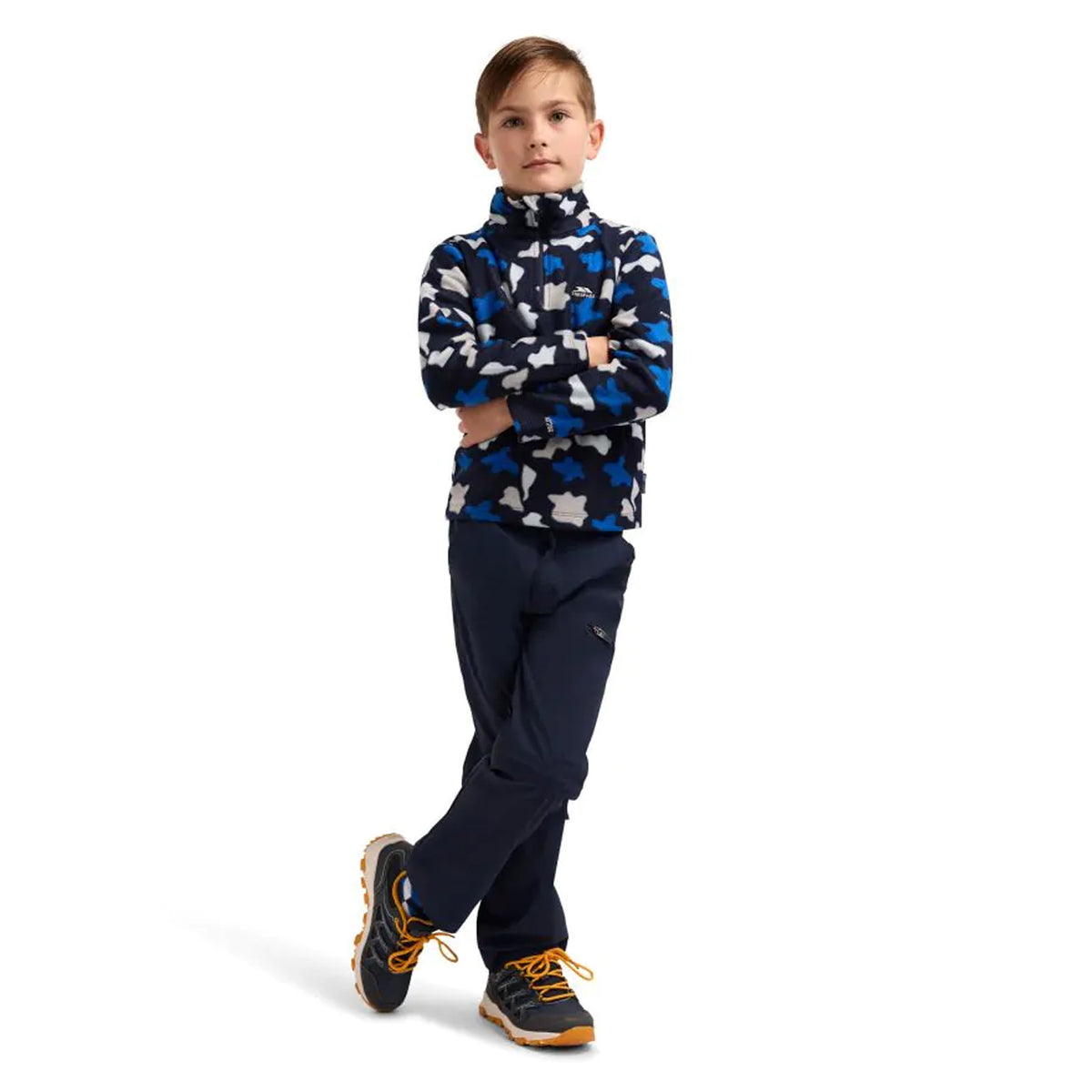 Navy - Pack Shot - Trespass Childrens-Kids Allendale Abstract AT200 Fleece Top