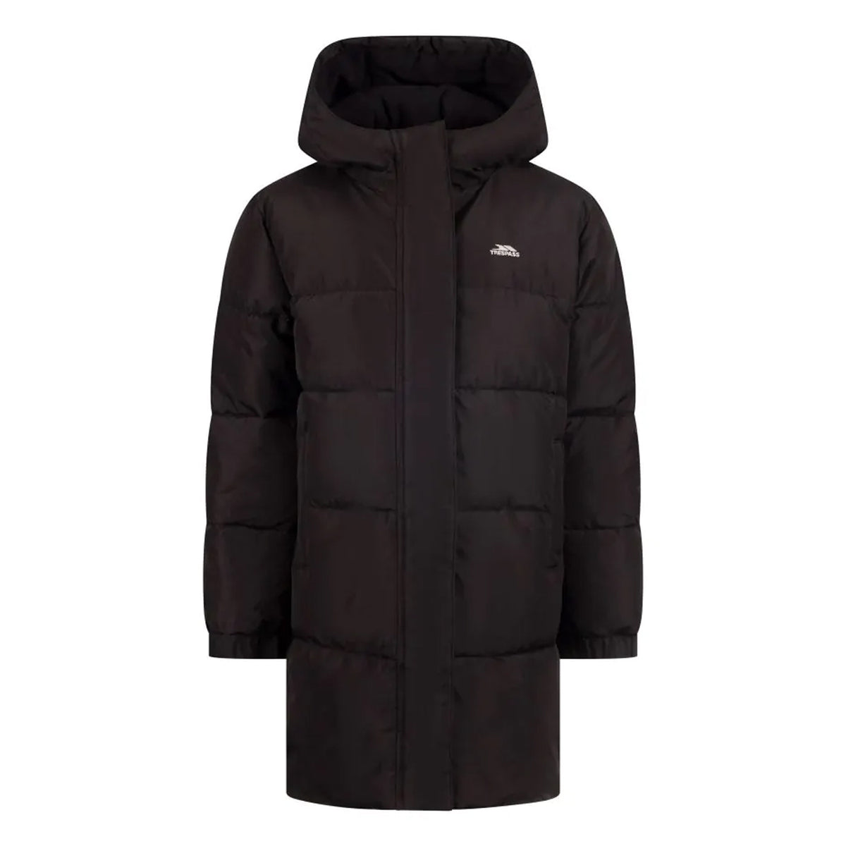 Black - Front - Trespass Childrens-Kids Northridge Long Length Padded Jacket