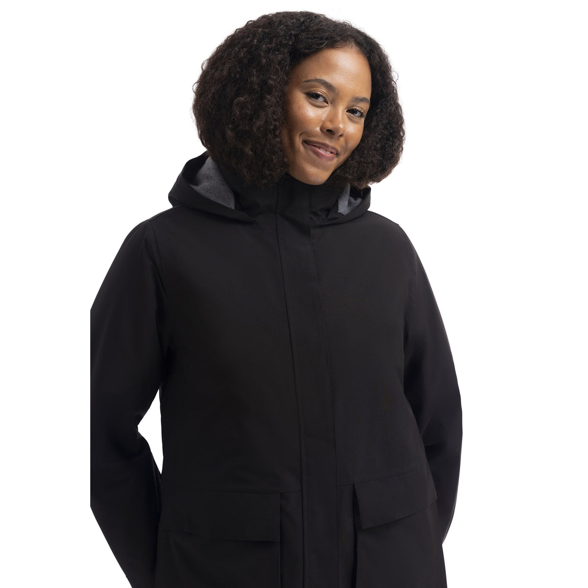 Black - Side - Trespass Womens-Ladies Abby Longline Waterproof Jacket