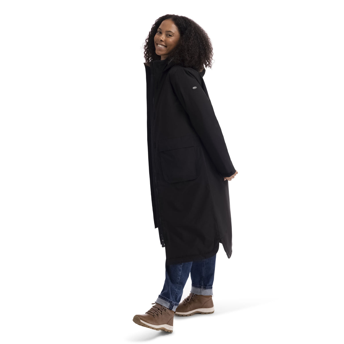 Black - Lifestyle - Trespass Womens-Ladies Abby Longline Waterproof Jacket