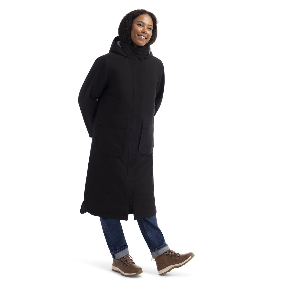 Black - Pack Shot - Trespass Womens-Ladies Abby Longline Waterproof Jacket