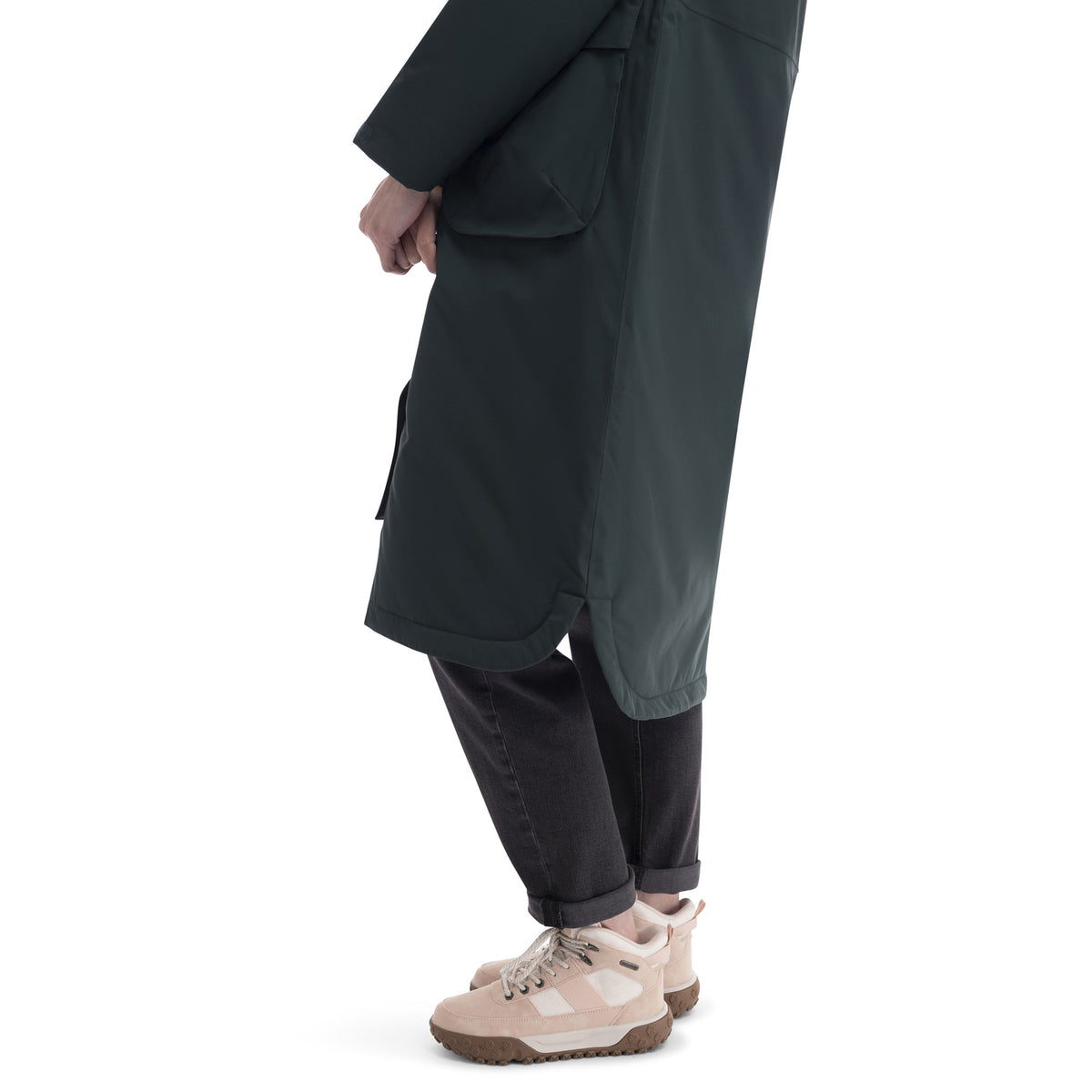 Dark Green - Side - Trespass Womens-Ladies Abby Longline Waterproof Jacket