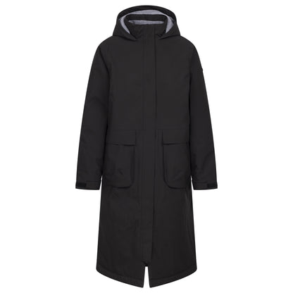 Black - Front - Trespass Womens-Ladies Abby Longline Waterproof Jacket